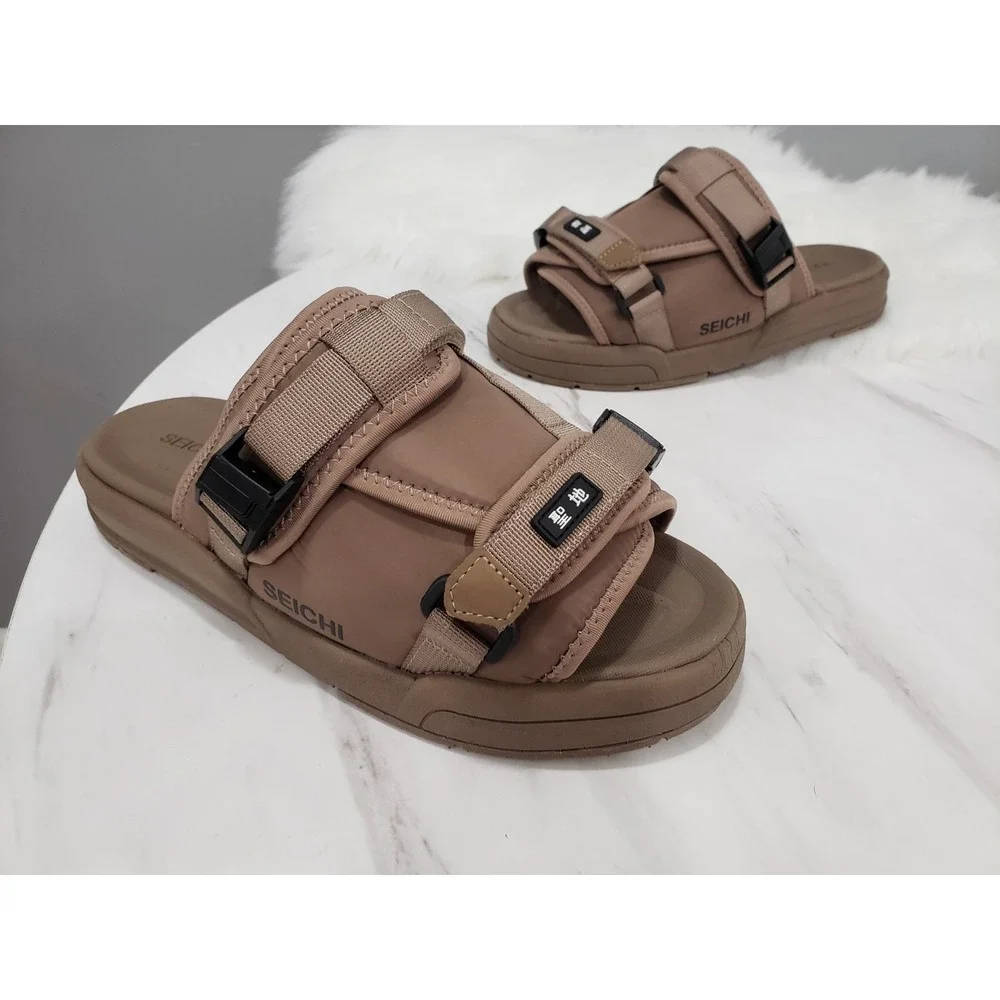 NEW MENS 10 Seichi Yoroi V2 Sandals Tan Slip On Open Toe Platform Slide Eby2911